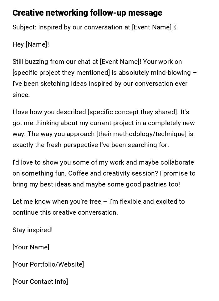 Creative networking follow-up message