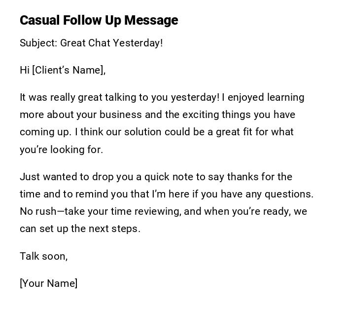 Casual Follow Up Message
