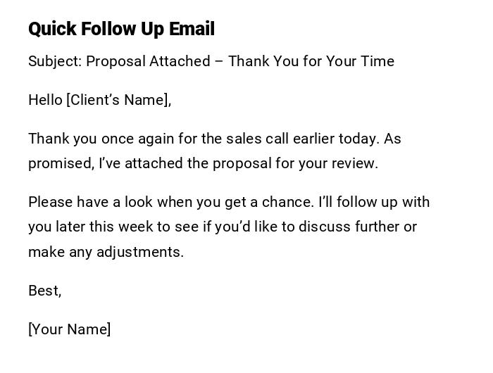 Quick Follow Up Email
