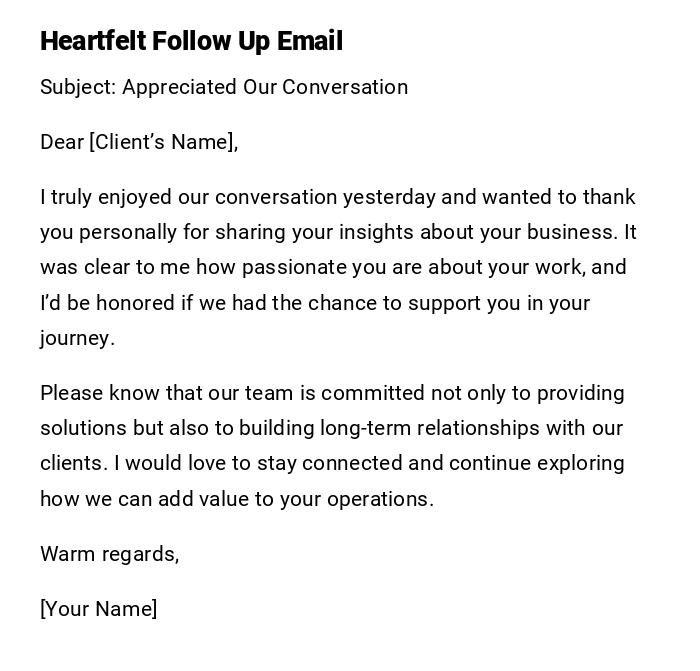 Heartfelt Follow Up Email