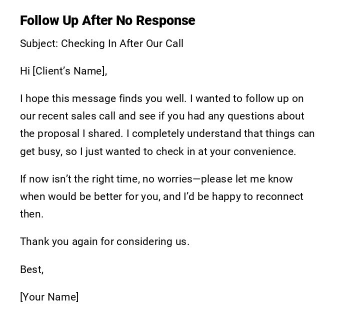 Follow Up After No Response