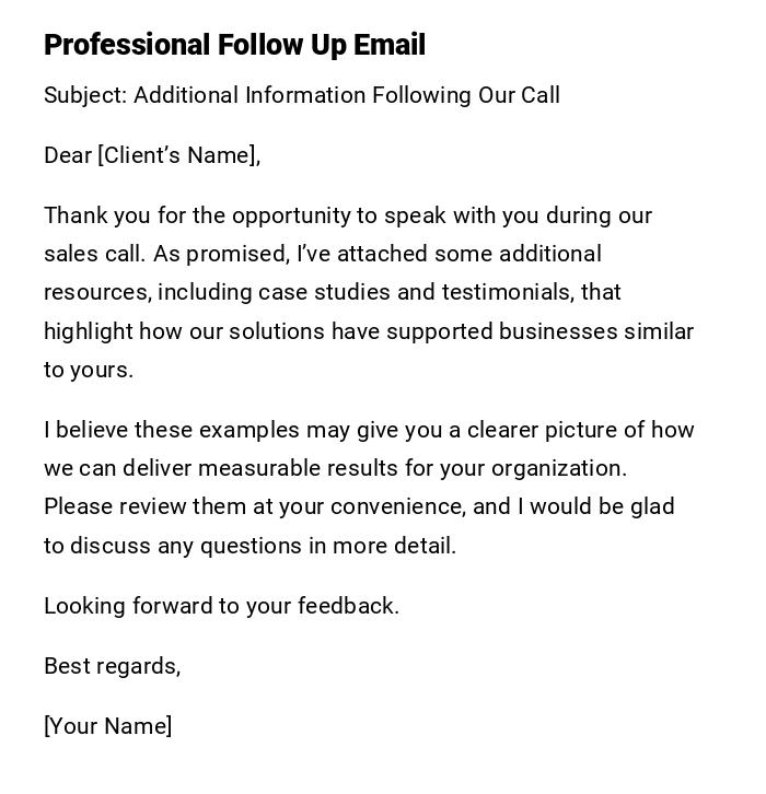 Professional Follow Up Email