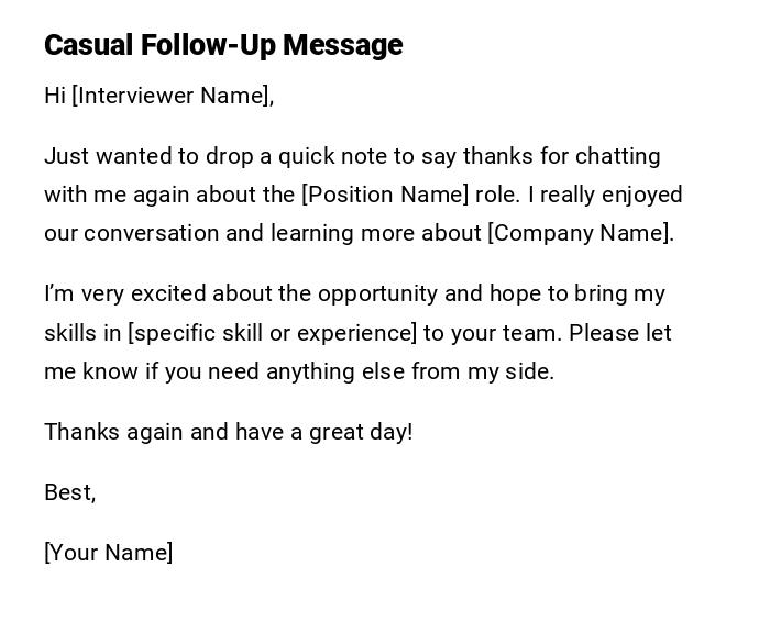 Casual Follow-Up Message Casual Follow-Up Message