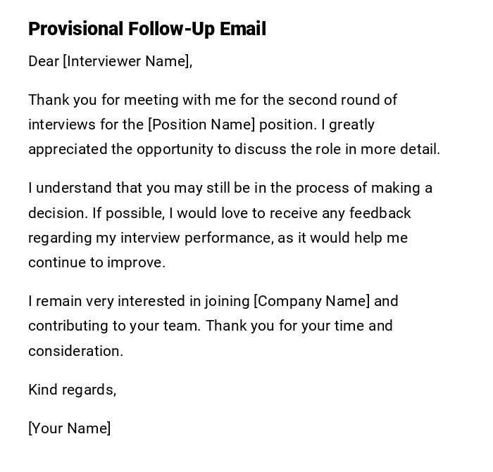 Provisional Follow-Up Email Provisional Follow-Up Email