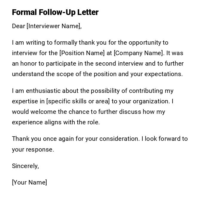 Formal Follow-Up Letter Formal Follow-Up Letter