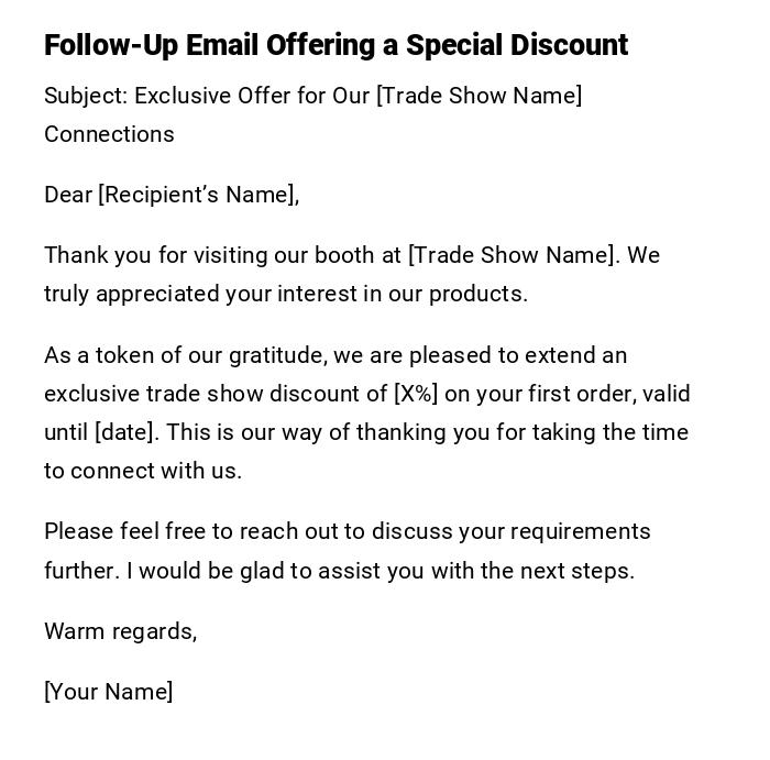 Follow-Up Email Offering a Special Discount Follow-Up Email Offering a Special Discount
