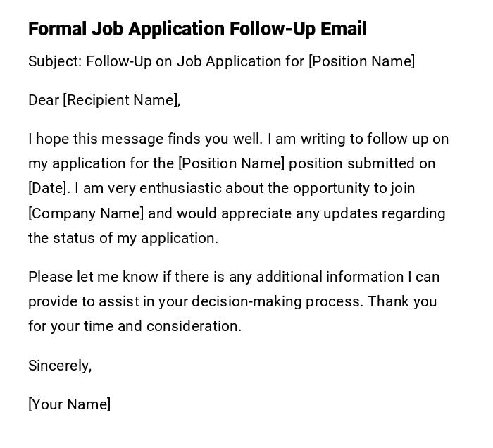 Formal Job Application Follow-Up Email