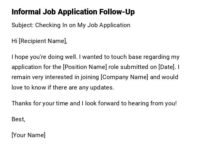 Informal Job Application Follow-Up