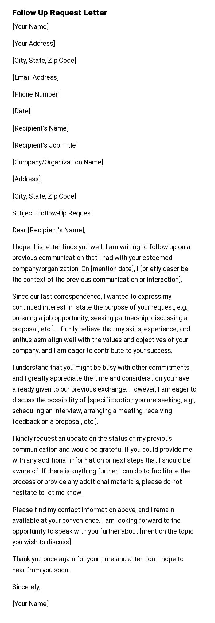 Follow Up Request Letter