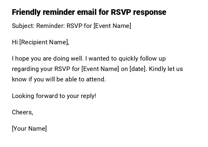 Friendly reminder email for RSVP response Friendly reminder email for RSVP response