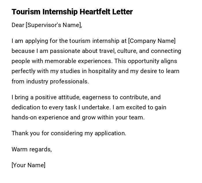 Tourism Internship Heartfelt Letter Tourism Internship Heartfelt Letter