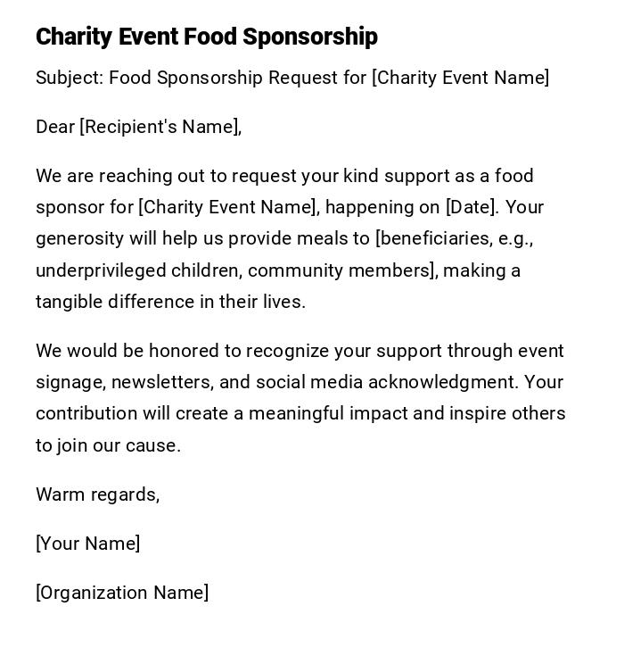Charity Event Food Sponsorship Charity Event Food Sponsorship