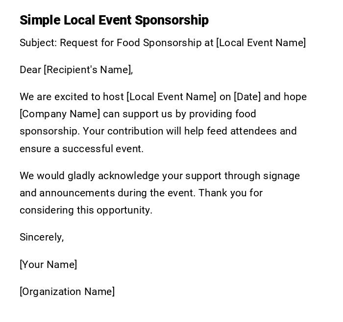 Simple Local Event Sponsorship Simple Local Event Sponsorship