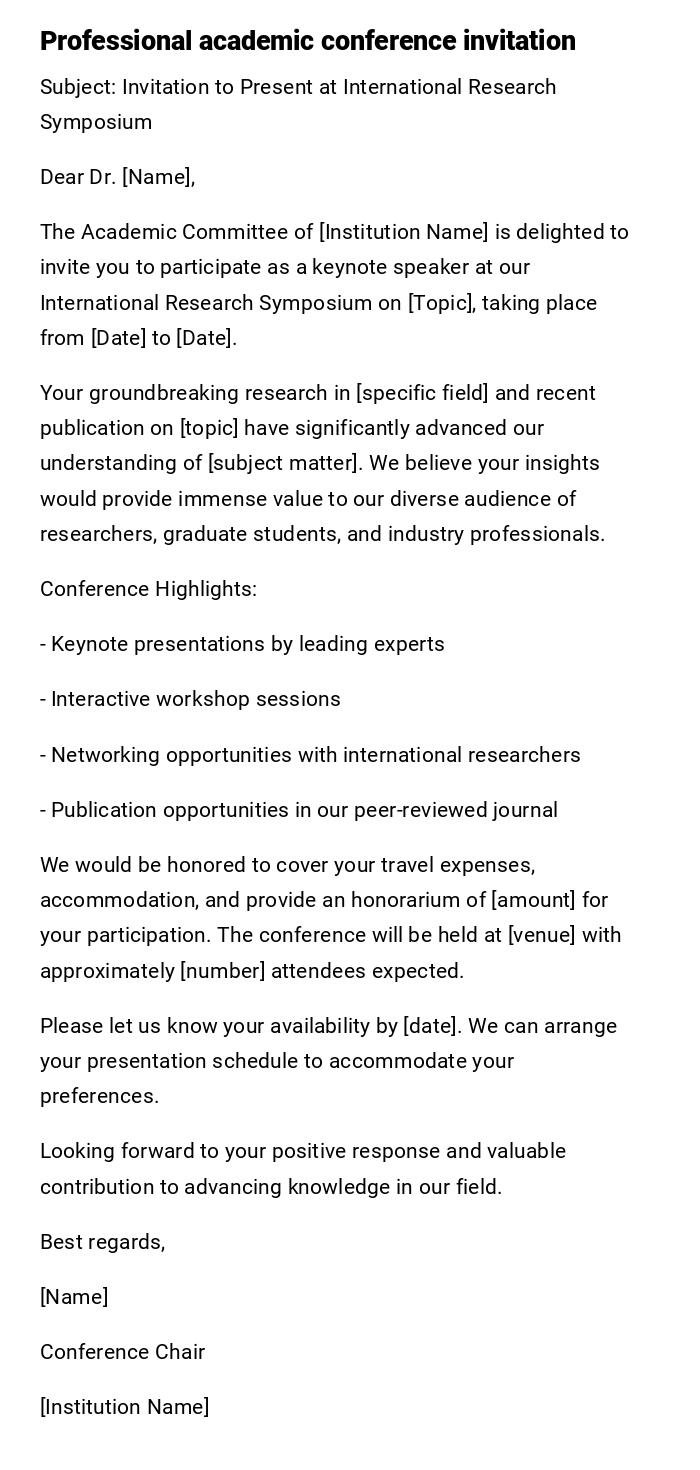 Professional academic conference invitation Professional academic conference invitation