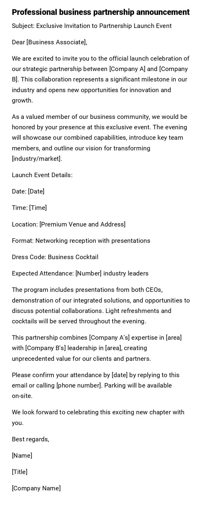 Professional business partnership announcement Professional business partnership announcement