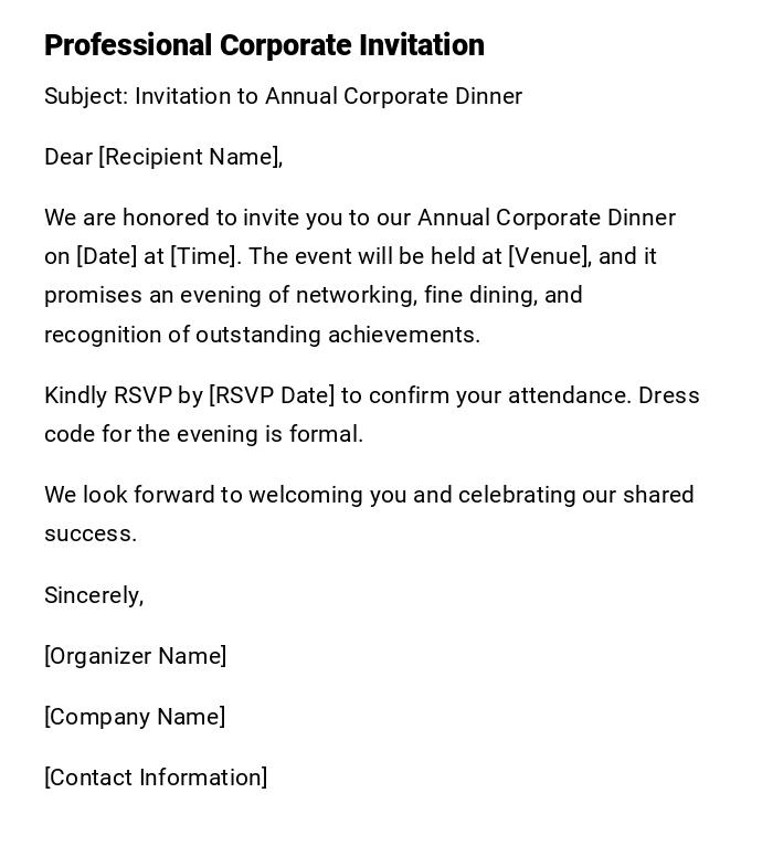 Professional Corporate Invitation Professional Corporate Invitation