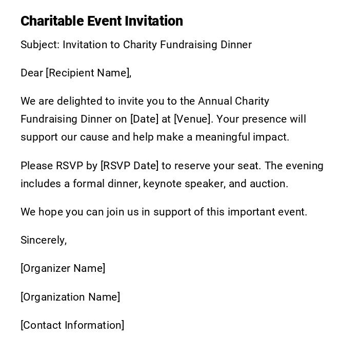 Charitable Event Invitation Charitable Event Invitation