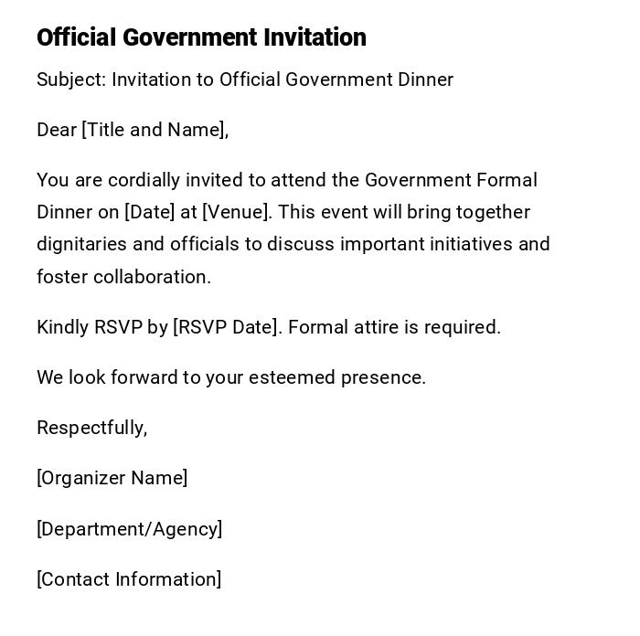 Official Government Invitation Official Government Invitation