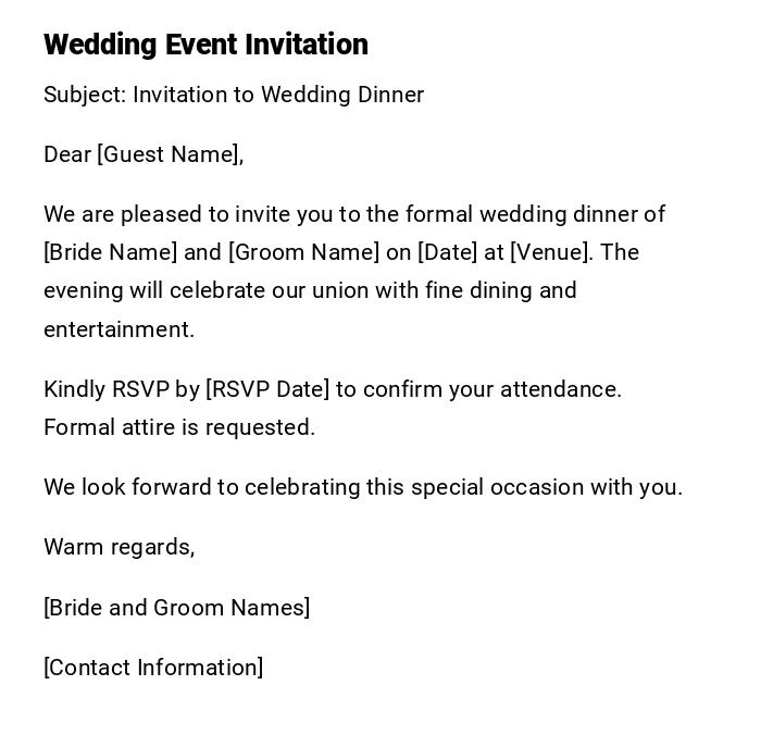 Wedding Event Invitation Wedding Event Invitation