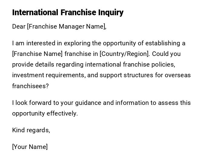 International Franchise Inquiry International Franchise Inquiry