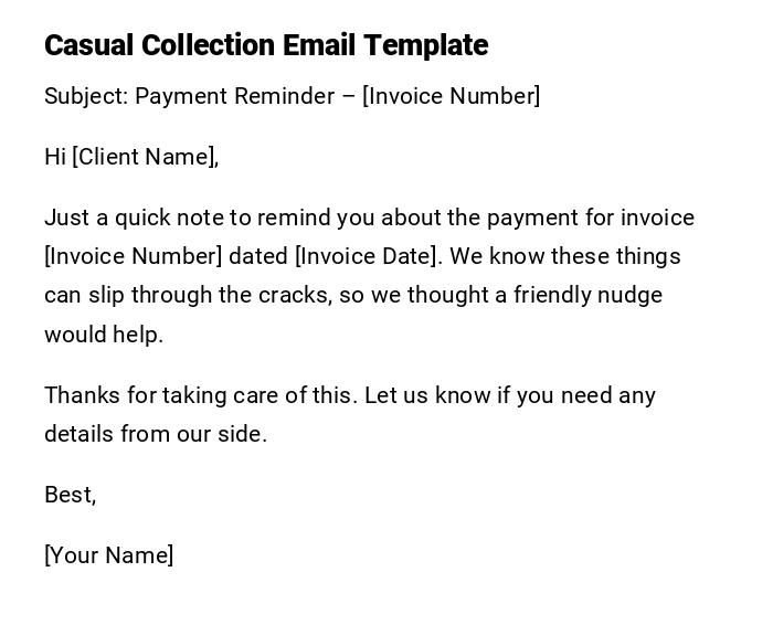 Casual Collection Email Template