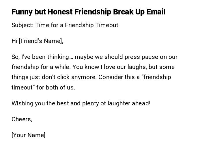 Funny but Honest Friendship Break Up Email