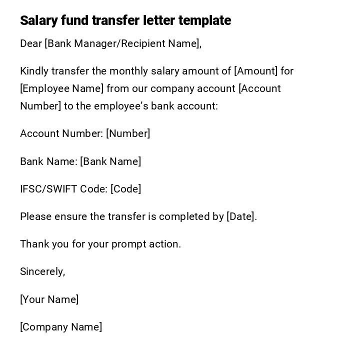 Salary fund transfer letter template Salary fund transfer letter template