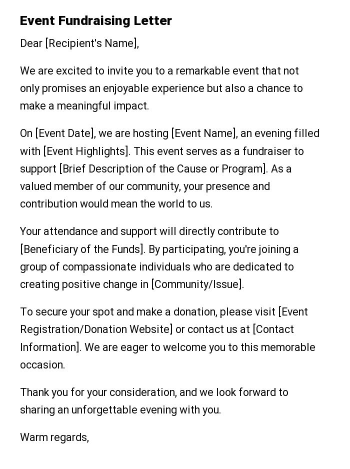 Event Fundraising Letter