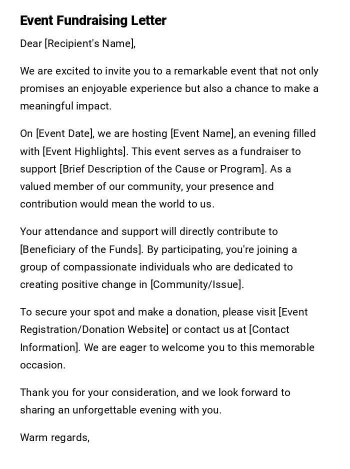 Event Fundraising Letter