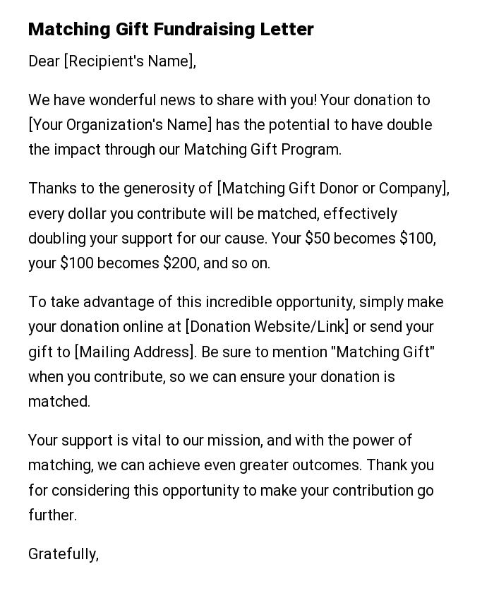 Matching Gift Fundraising Letter