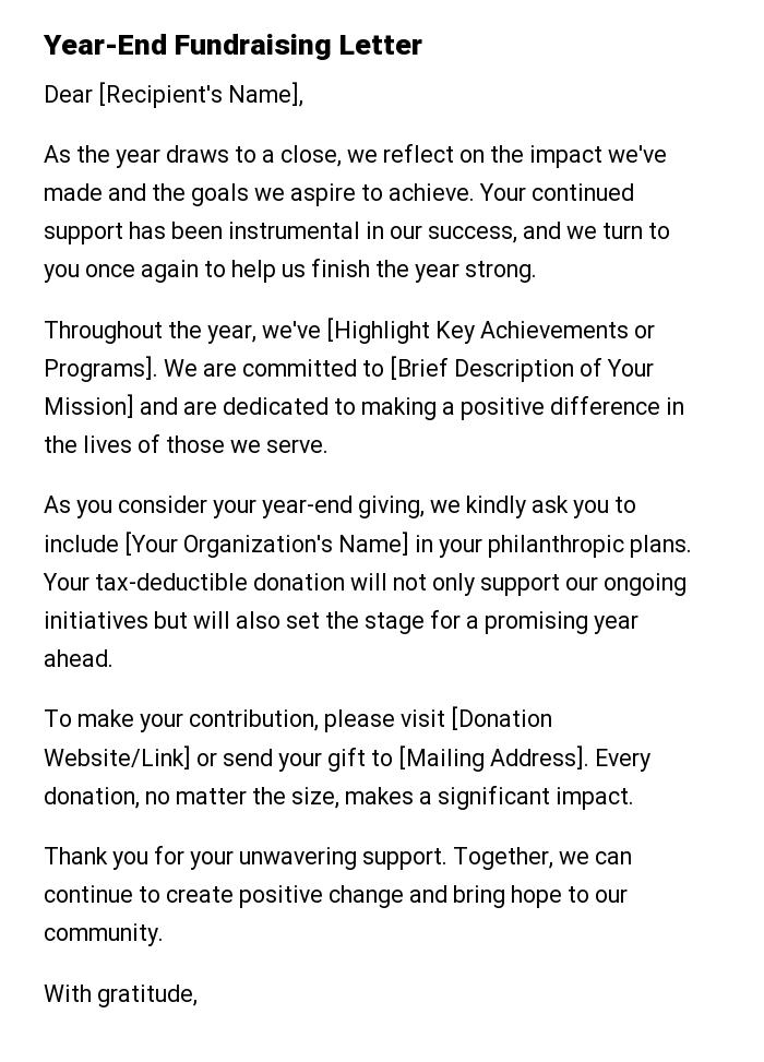 Year-End Fundraising Letter