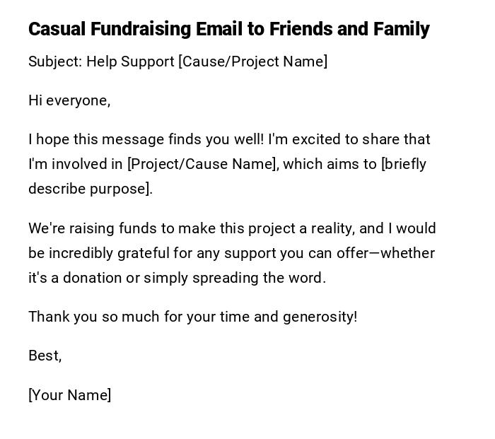 Casual Fundraising Email to Friends and Family