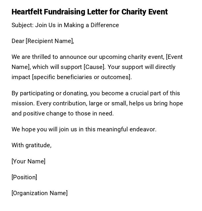 Heartfelt Fundraising Letter for Charity Event
