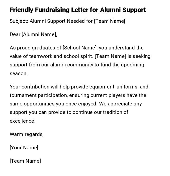 Friendly Fundraising Letter for Alumni Support
