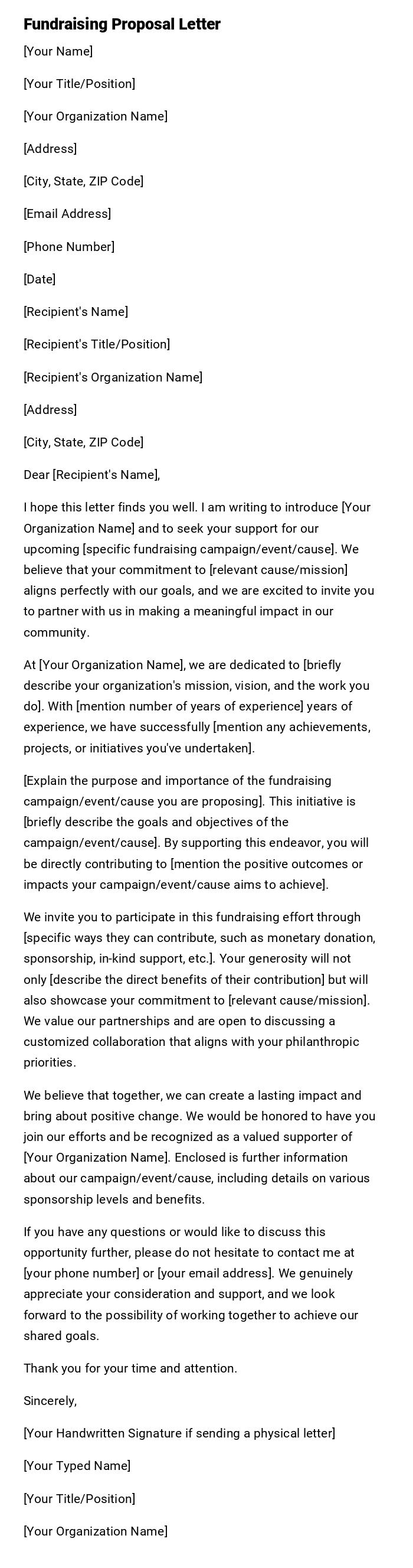 Fundraising Proposal Letter