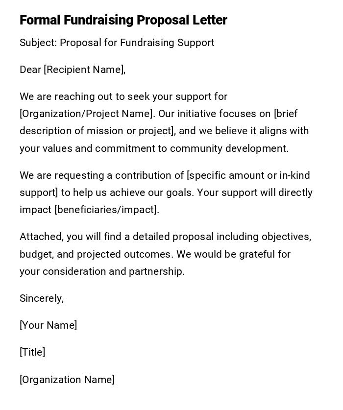 Formal Fundraising Proposal Letter Formal Fundraising Proposal Letter