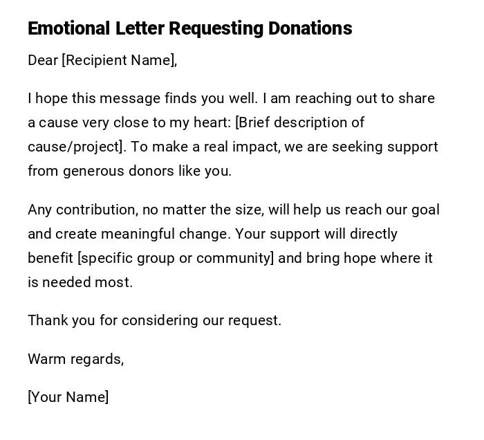 Emotional Letter Requesting Donations Emotional Letter Requesting Donations