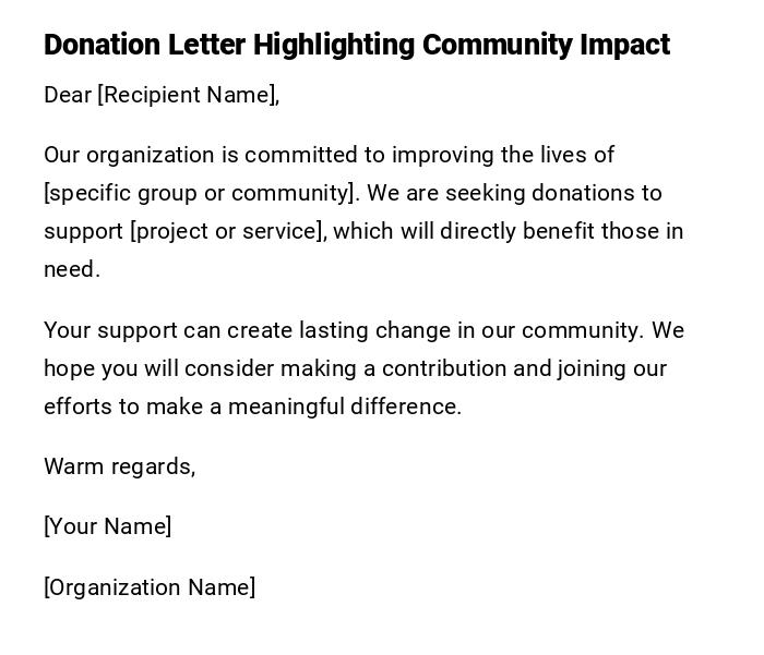Donation Letter Highlighting Community Impact Donation Letter Highlighting Community Impact