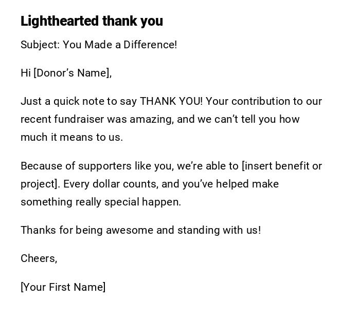 Lighthearted thank you