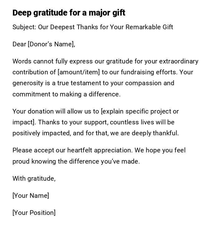 Deep gratitude for a major gift