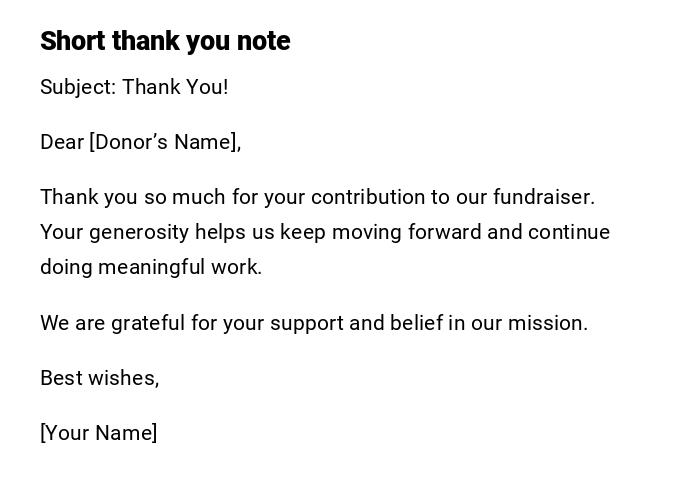Short thank you note