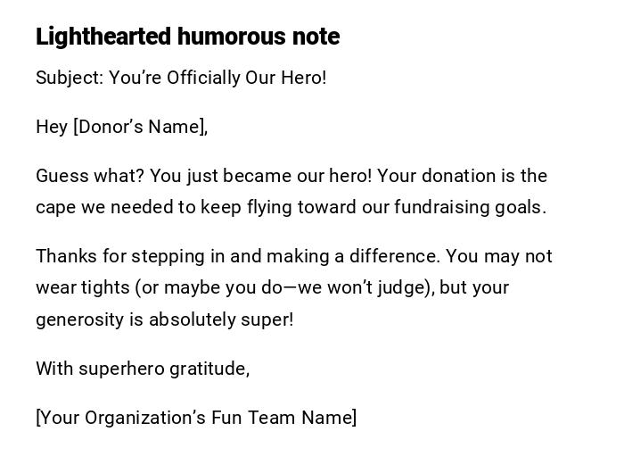 Lighthearted humorous note