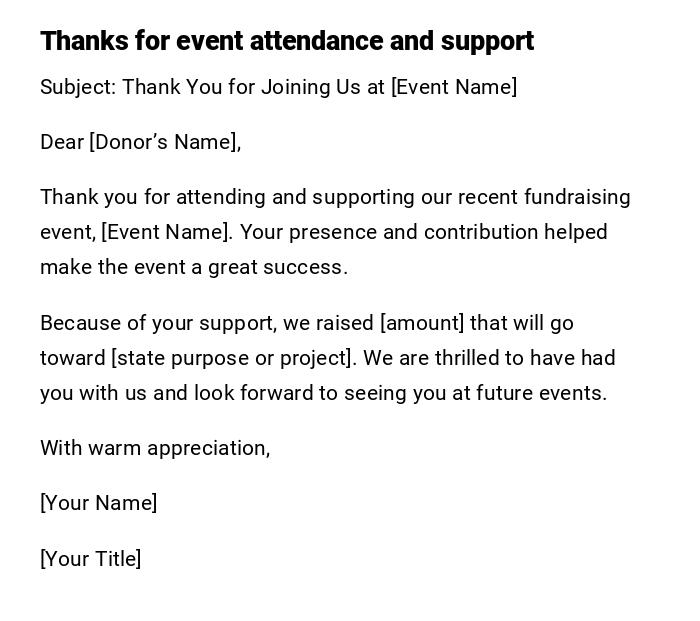 Thanks for event attendance and support