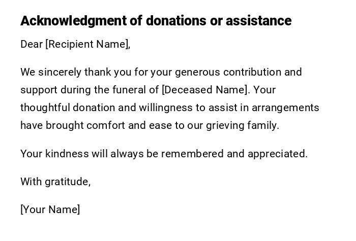Acknowledgment of donations or assistance Acknowledgment of donations or assistance