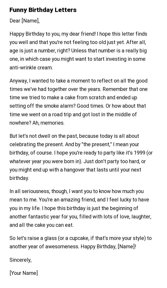 Funny Birthday Letters