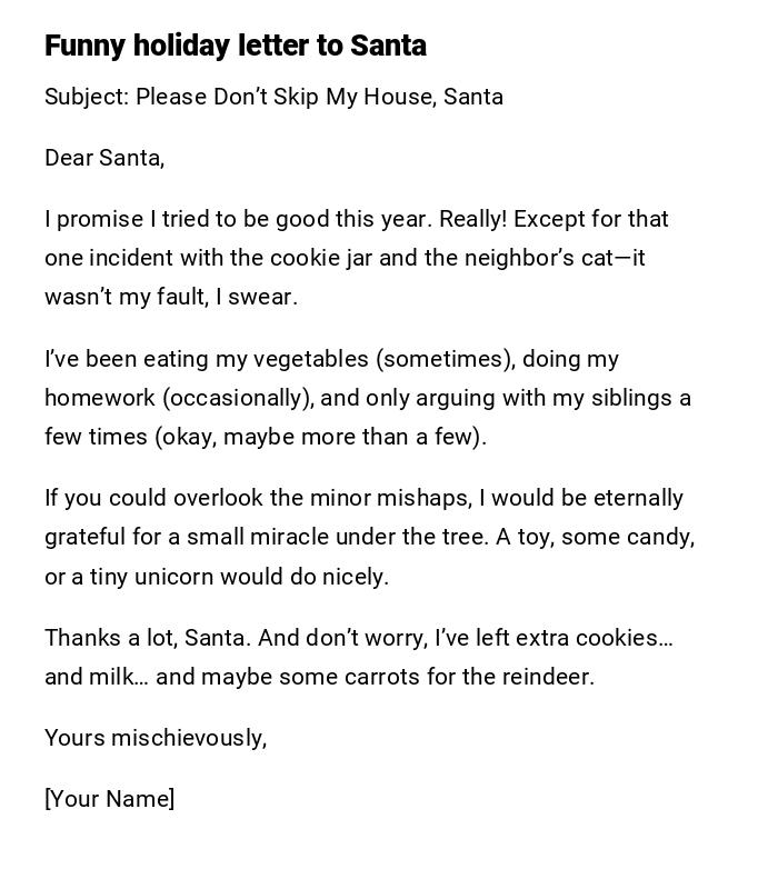 Funny holiday letter to Santa Funny holiday letter to Santa