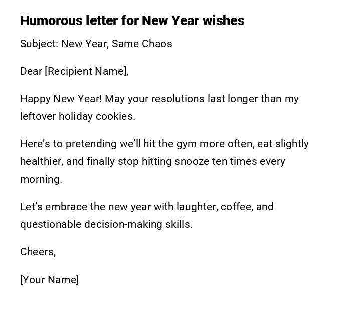 Humorous letter for New Year wishes Humorous letter for New Year wishes