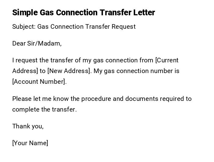 Simple Gas Connection Transfer Letter Simple Gas Connection Transfer Letter