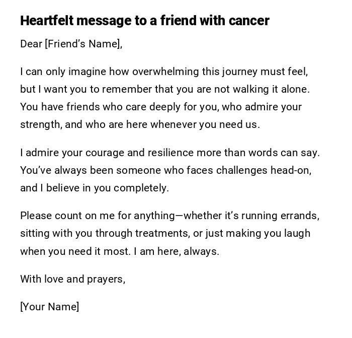 Heartfelt message to a friend with cancer