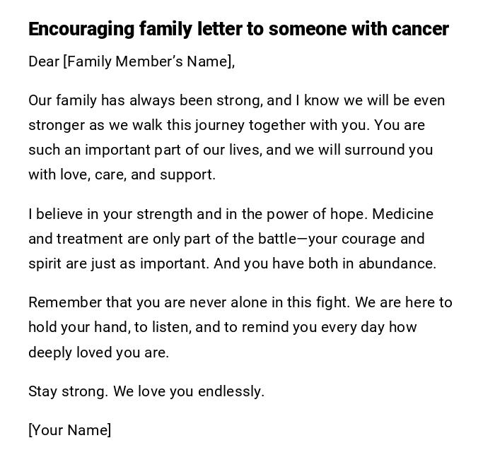 Encouraging family letter to someone with cancer